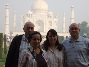 With Mom and Dad at the Taj.