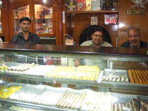 At the sweet shop in Agra -- they put together a great box of sweets for us.