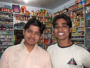Our buddy Vinay and his pharmacy in Khajuraho.  He sold us cold medicine for mom, which worked like a charm, and some Ayurvedic throat lozenges that were good as well.