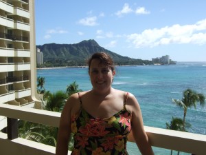 On our balcony at the Sheraton Waikiki, Honolulu, Hawaii