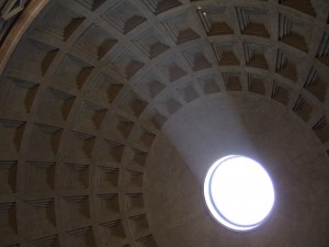 Light shining through the Pantheon.