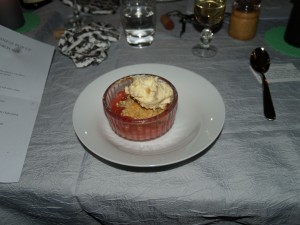 Our dinner, by chef Rosie of A Little Lusciousness, featured many delicious course but we were particularly fond of this crumbled topped by her own ginger ice cream. 