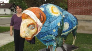 There are painted bisons all over the Fargo-Moorhead area, but my favorite is this one, in front of the Moorhead's Rourke Art Museum.