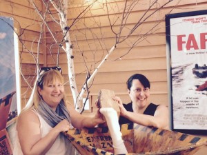 What are the odds that your friend back from high school in L.A. would end up in Fargo on the same weekend? Here we are enjoying the Woodchipper at the Fargo Visitors Center!