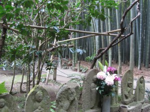 Little shrines in the temple garden.