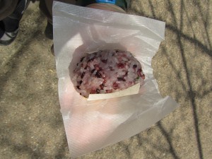 I don't know what all is in this red bean and rice sweet and sticky concoction, but it is really good!