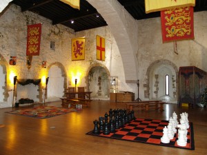 Giant chess game in Carrickfergus Castle.