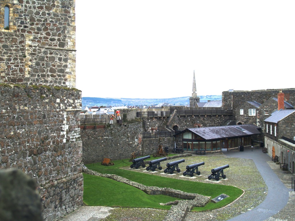 Inside Carrickfergus Castle.  Check out the redcoats on the castle wall defending the harbor.