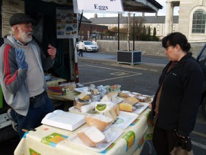 Local cheeses at Saturday mini farmer's market in front of Athlone Castle.
