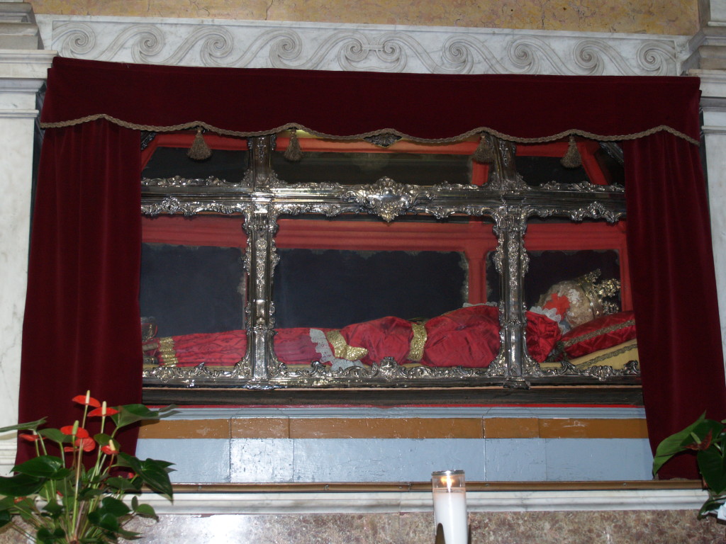 You don't expect a huge relic in your grandparents' small parish church. This is St. Benedict, the name given by Pope Clement XIII to an anonymous Roman martyr. The alter was donated in 1839 by a local countess.